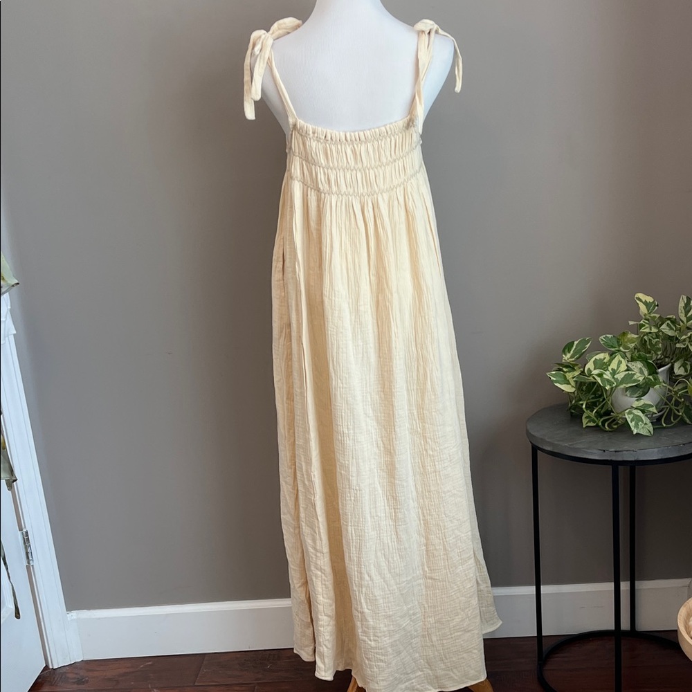 Women's Cream Maxi Sundress with Smocked Bodice - Picture 8 of 9